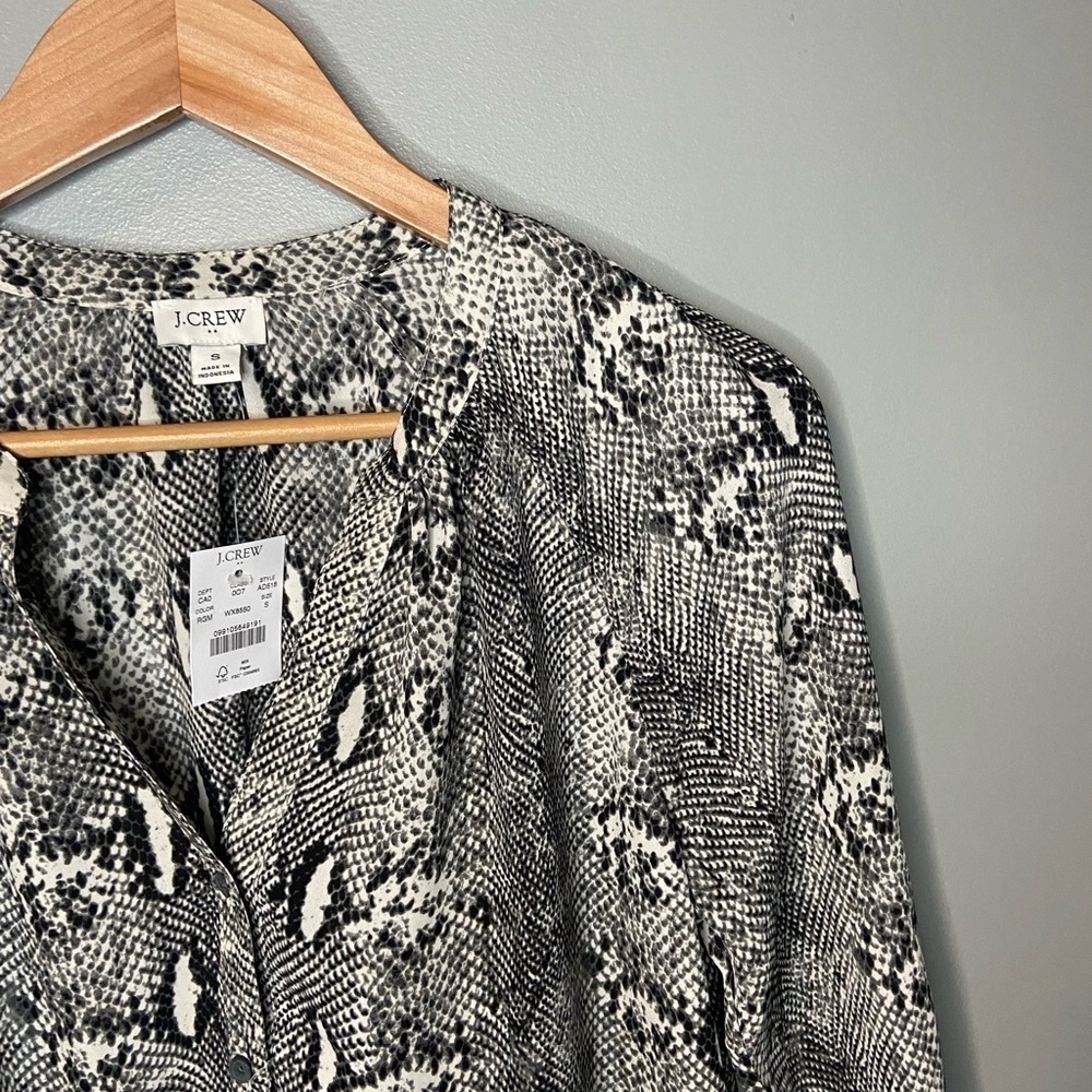 NWT J. Crew Snakeskin Button Up Blouse - Picture 5 of 11